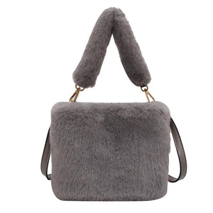 Winter Plush Handbag Soft Faux Fur Bucket Bag Shoulder Bag