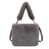 Winter Plush Handbag Soft Faux Fur Bucket Bag Shoulder Bag