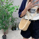 Summer Women Straw Basket Shoulder Bag Hand-woven Bucket Messenger Bags
