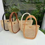 Summer Women Straw Basket Shoulder Bag Hand-woven Bucket Messenger Bags