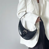 Crocodile Pattern Half Moon Underarm Bag for Women