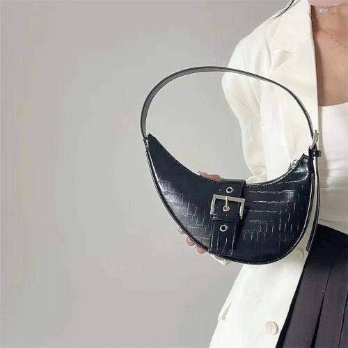 Crocodile Pattern Half Moon Underarm Bag for Women