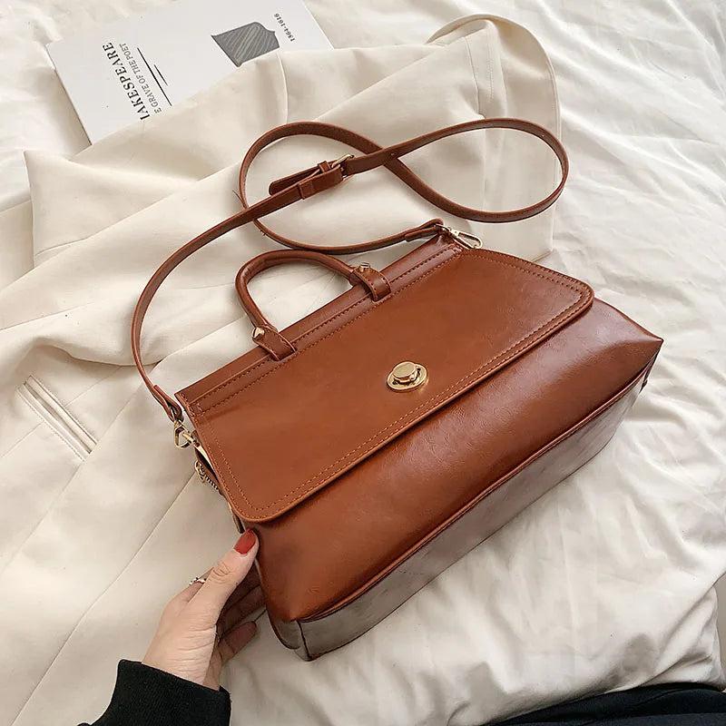Women Vintage Shoulder Bag All-match PU Leather Large Capacity Female Handbags