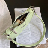Green Leather Shoulder Bag Retro Casual Totes Shopping Bag