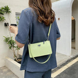 Green Leather Shoulder Bag Retro Casual Totes Shopping Bag