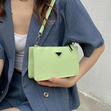 Green Leather Shoulder Bag Retro Casual Totes Shopping Bag
