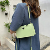 Green Leather Shoulder Bag Retro Casual Totes Shopping Bag