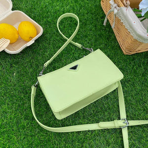 Green Leather Shoulder Bag Retro Casual Totes Shopping Bag