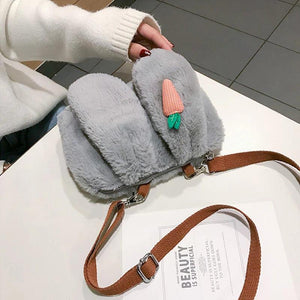 Cartoon Plush Bag Rabbit Ears Small Square Bag Female Shoulder Bag
