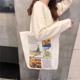 Female Large-capacity Canvas Shoulder Bag Women's Retro Print Handbag Leisure