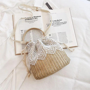 Straw Beach Bag Vintage Woven Raffia Circle Rattan Bohemian Summer Vacation Bag