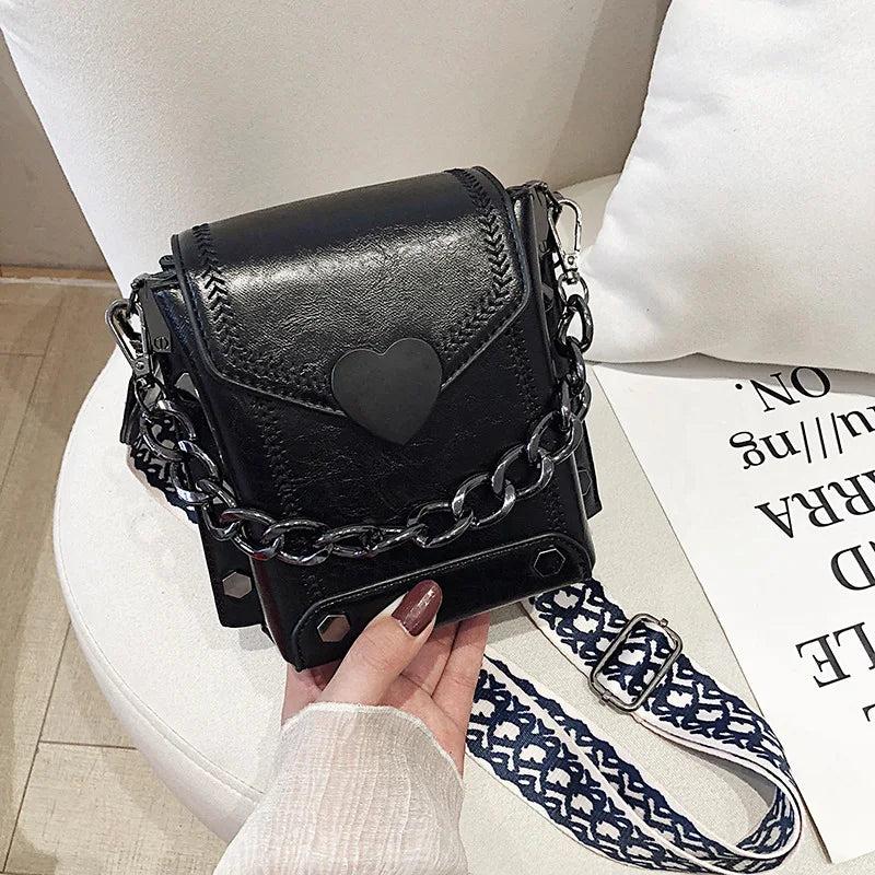 Wild Texture Messenger Bag with Wide Shoulder Strap