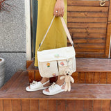 Japanese Harajuku Crossbody Bag for Women with Badges School Handbag