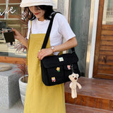 Japanese Harajuku Crossbody Bag for Women with Badges School Handbag