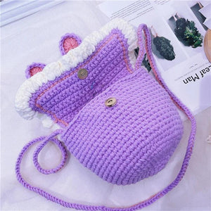 Adult Girls Star Rabbit Hand Woven Bag Ins DIY Shoulder Bag Purple