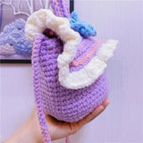 Adult Girls Star Rabbit Hand Woven Bag Ins DIY Shoulder Bag Purple