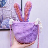 Adult Girls Star Rabbit Hand Woven Bag Ins DIY Shoulder Bag Purple