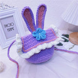 Adult Girls Star Rabbit Hand Woven Bag Ins DIY Shoulder Bag Purple