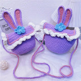 Adult Girls Star Rabbit Hand Woven Bag Ins DIY Shoulder Bag Purple