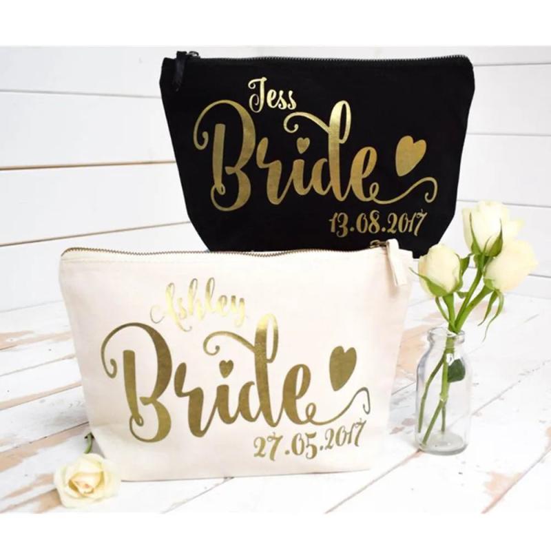 Personalised Foil Wedding Cosmetic Make Up Bag - Mother of Bride Gift