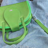 Y2K Girls Messenger Bags Green Mesh Shoulder Small Tote Handbags