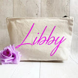 Personalised Navy Makeup Bag Bride Monogram Canvas Cosmetic Wash Bag