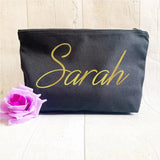 Personalised Navy Makeup Bag Bride Monogram Canvas Cosmetic Wash Bag