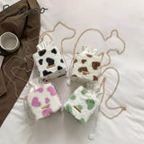 Heart Prints Messenger Chain Shoulder Bag Plush Crossbody Bags for Women