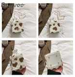 Heart Prints Messenger Chain Shoulder Bag Plush Crossbody Bags for Women