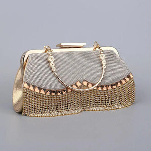 Women's Diamond-Studded Tassel Evening Bag
