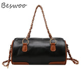 Retro Patchwork Crossbody Bag Chain Shoulder Bags Autumn Handbags