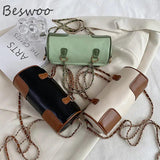 Retro Patchwork Crossbody Bag Chain Shoulder Bags Autumn Handbags