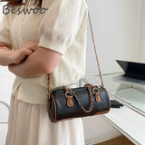 Retro Patchwork Crossbody Bag Chain Shoulder Bags Autumn Handbags