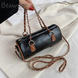 Retro Patchwork Crossbody Bag Chain Shoulder Bags Autumn Handbags
