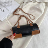 Retro Patchwork Crossbody Bag Chain Shoulder Bags Autumn Handbags