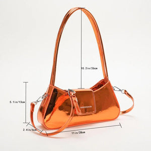 Single Shoulder Bag Leather Women Moon Bag Armpit Purse Bright