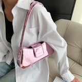 Single Shoulder Bag Leather Women Moon Bag Armpit Purse Bright