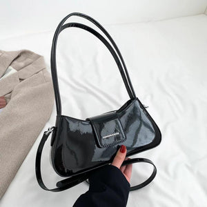 Single Shoulder Bag Leather Women Moon Bag Armpit Purse Bright