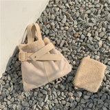 Plush Messenger Bag Women Bucket Shoulder Bags Ladies Purse Tote