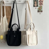 Canvas Casual Tote Student Shoulder Bag Magnetic Buckle Crossbody Bag