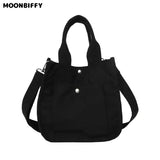 Canvas Casual Tote Student Shoulder Bag Magnetic Buckle Crossbody Bag