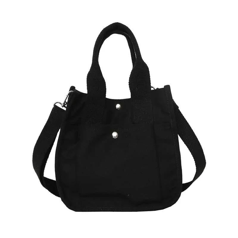 Canvas Casual Tote Student Shoulder Bag Magnetic Buckle Crossbody Bag