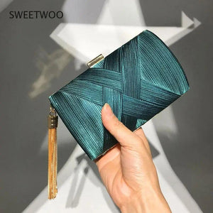Multi-Color Silk Evening Bag with Tassel for Women