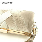 Multi-Color Silk Evening Bag with Tassel for Women