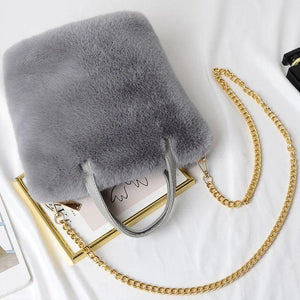 Retro Winter Faux Fur Leather Ladies Small Handbags Crossbody Bag for Women