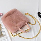 Retro Winter Faux Fur Leather Ladies Small Handbags Crossbody Bag for Women