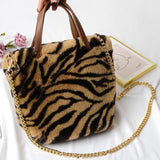Retro Winter Faux Fur Leather Ladies Small Handbags Crossbody Bag for Women