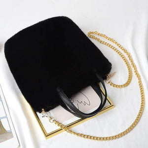 Retro Winter Faux Fur Leather Ladies Small Handbags Crossbody Bag for Women