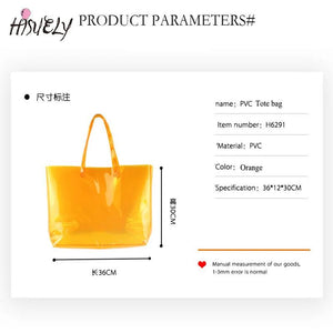 Laser Hologram PVC Clear Tote Bag Beach Large Capacity Shopping Bag