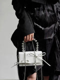 Women Small Square Shoulder Bag Metal Chain Crossbody Bag